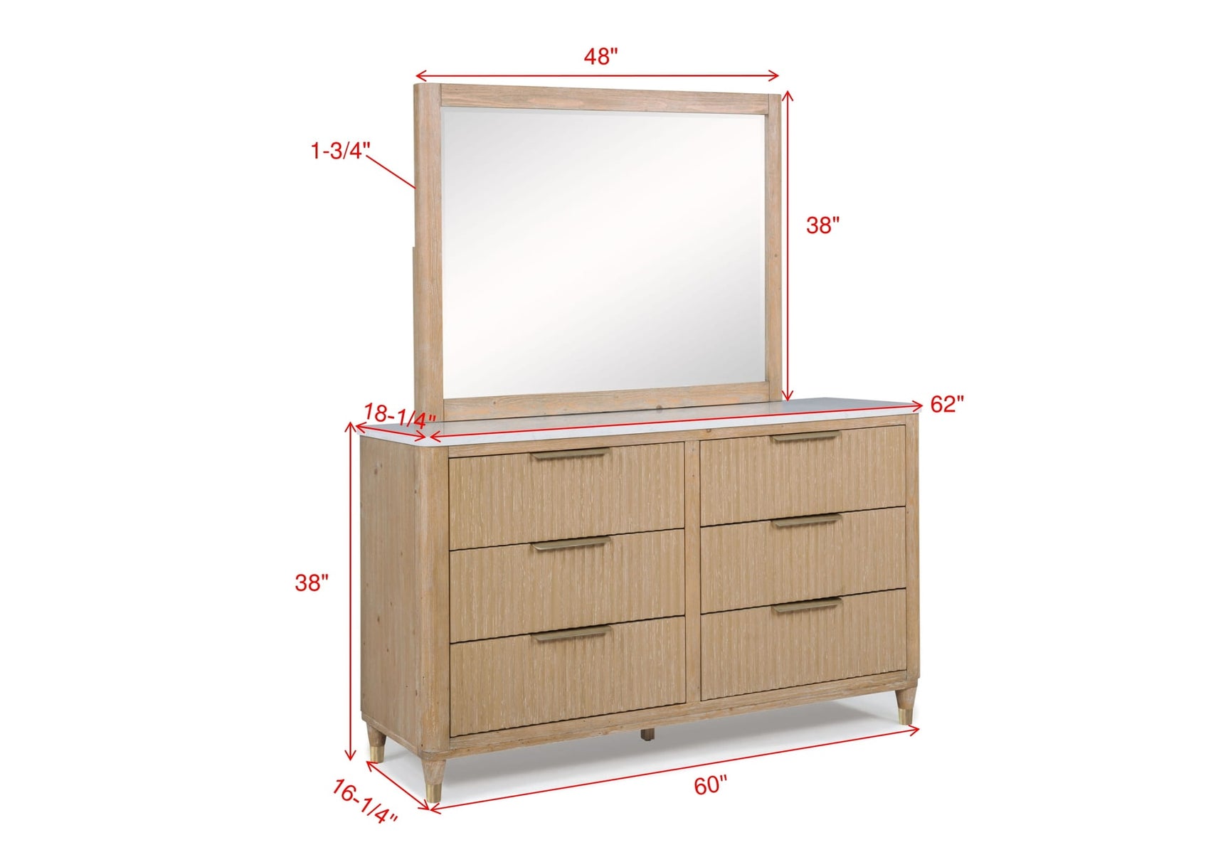 Kara Natural Dresser dresser and mirror by Crownmark | Ella Furniture