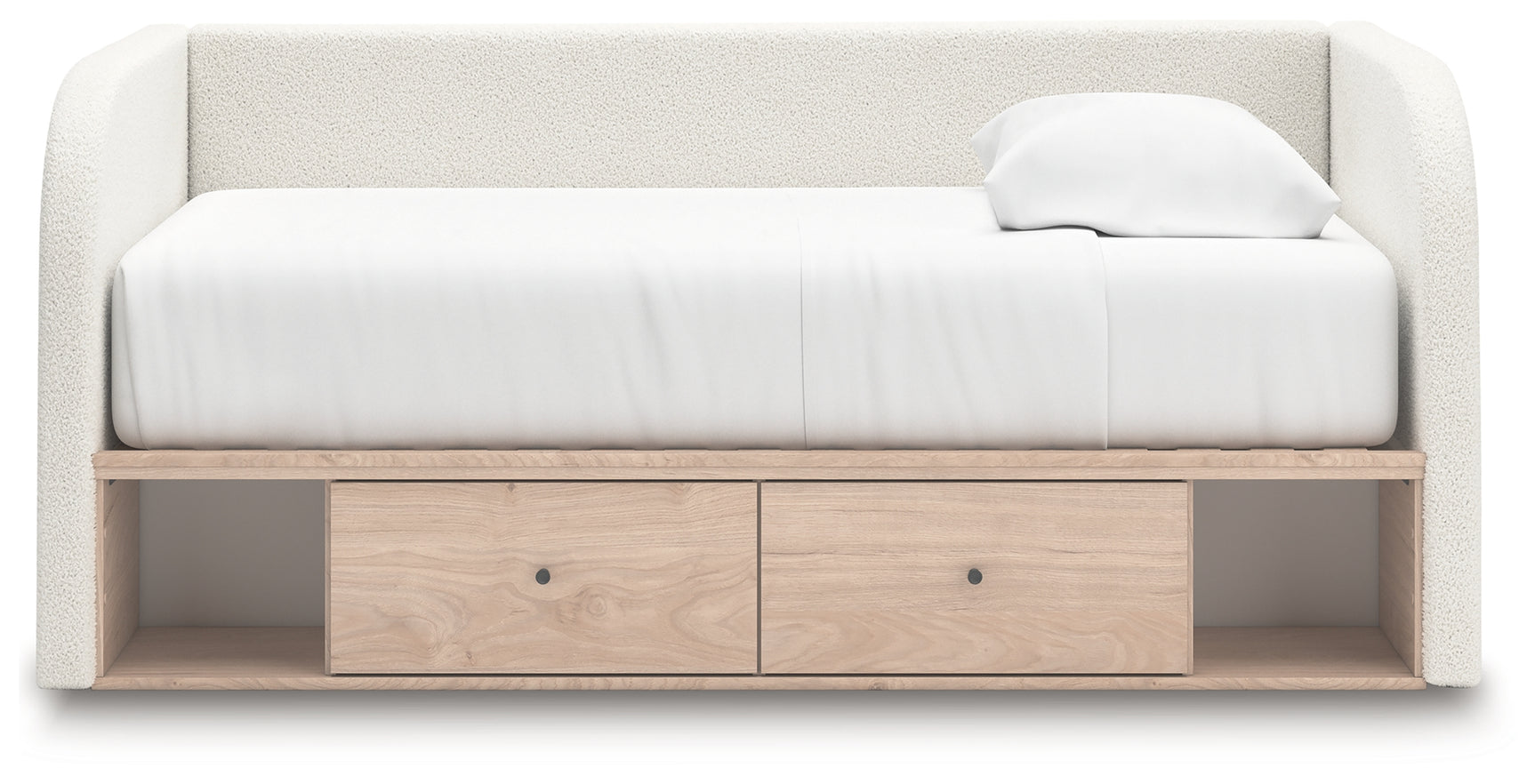 Arloster Tan/White Twin Upholstered Day Bed with Storage
