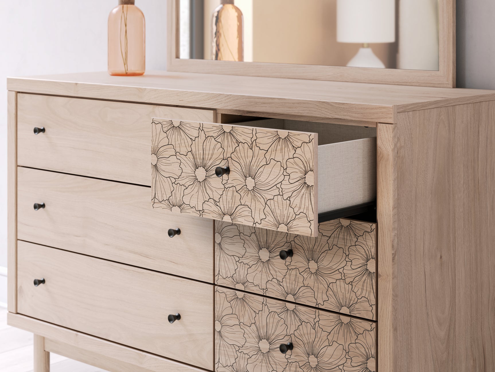Arloster Tan Dresser and Mirror