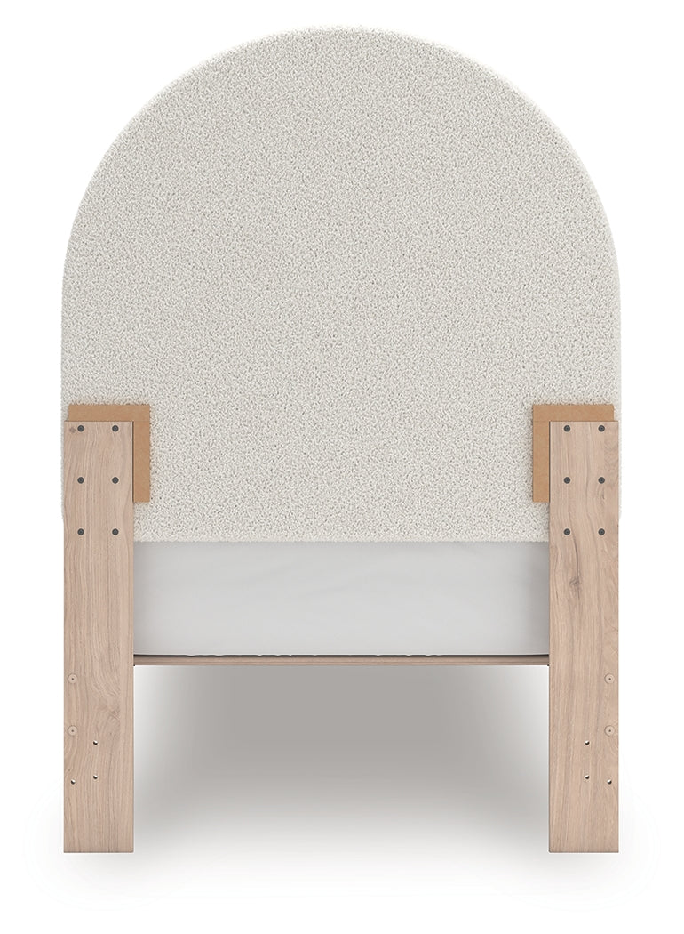 Arloster Tan/White Twin Upholstered Panel Bed