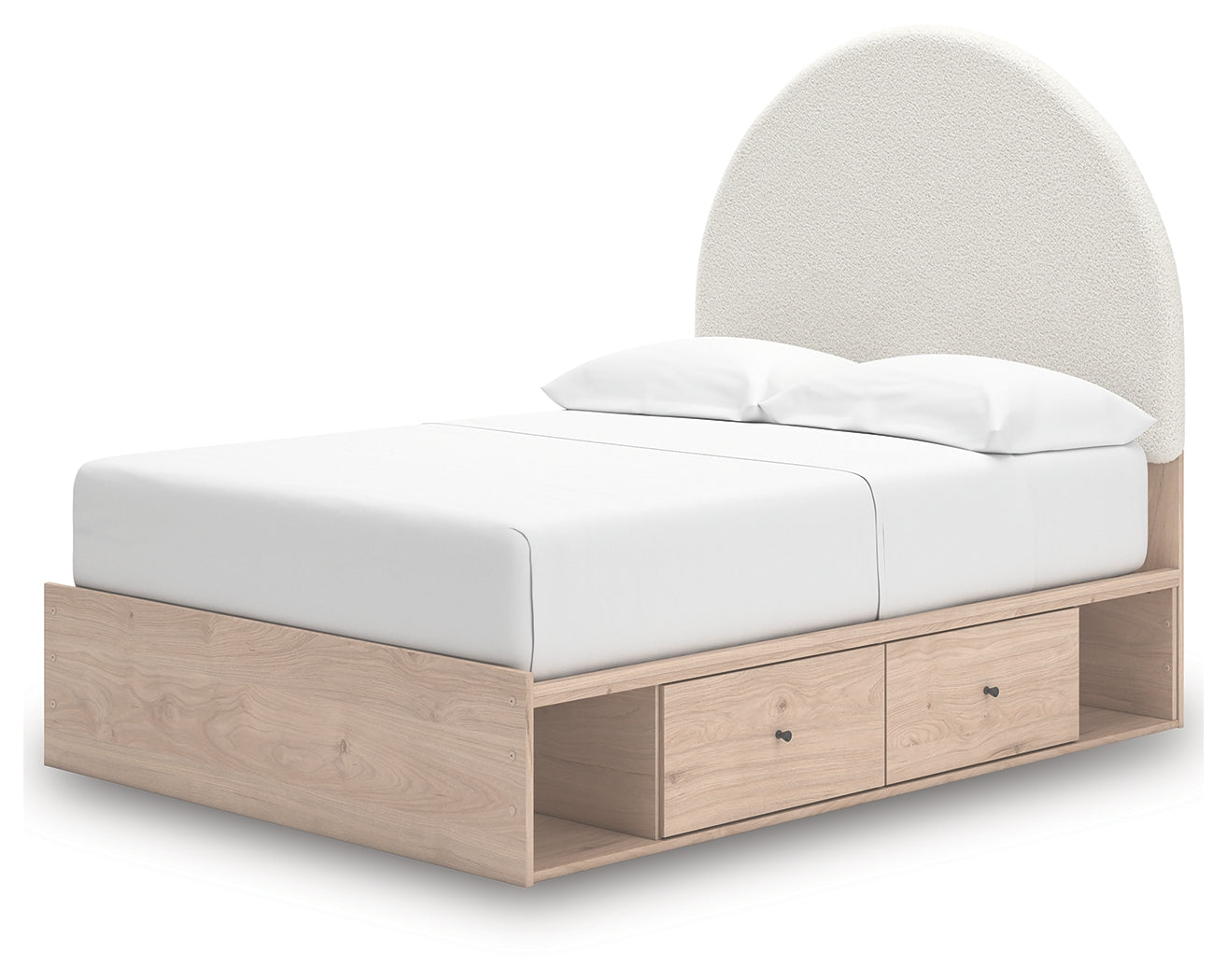 Arloster Tan/White Full Upholstered Panel Bed with Storage
