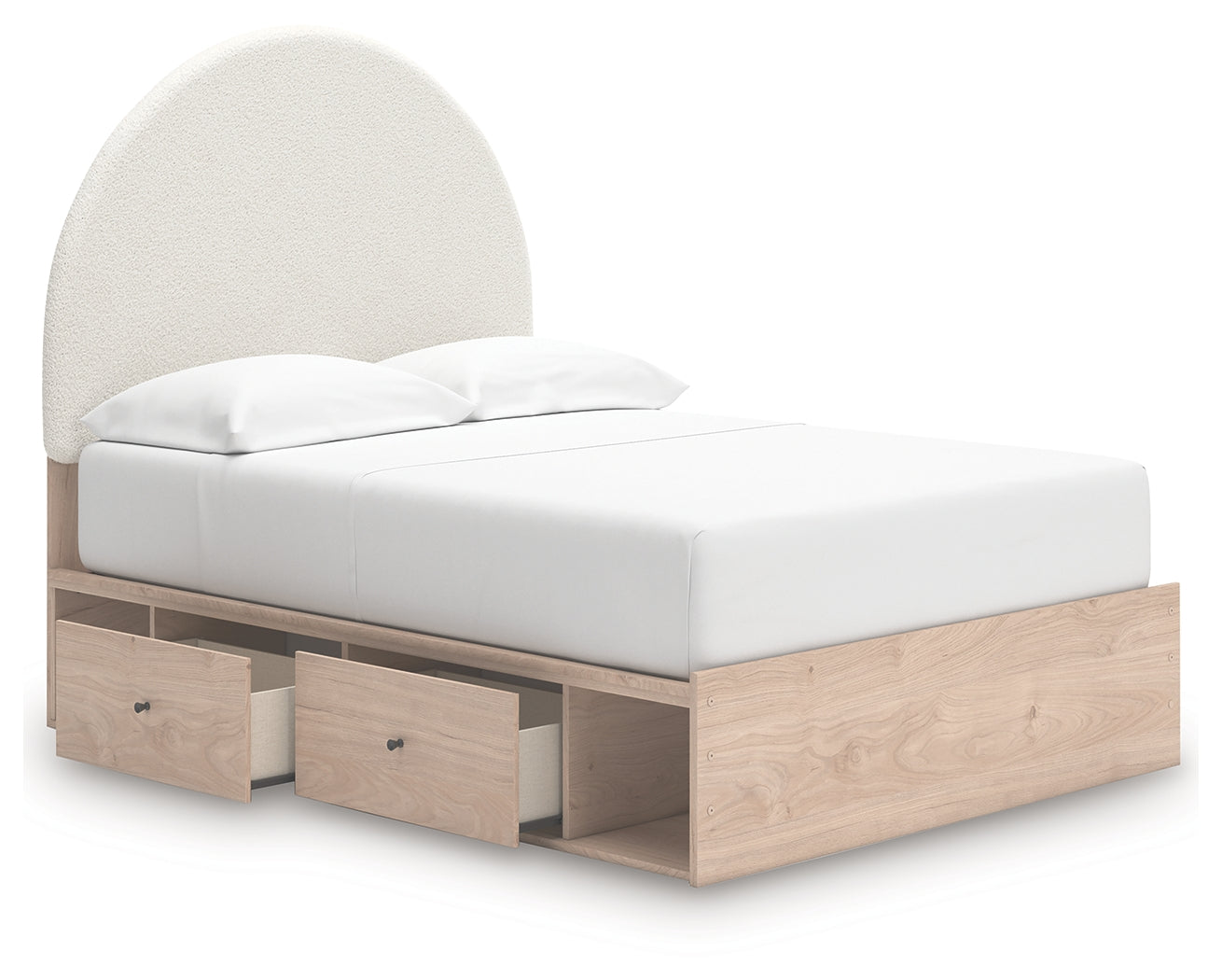 Arloster Tan/White Full Upholstered Panel Bed with Storage