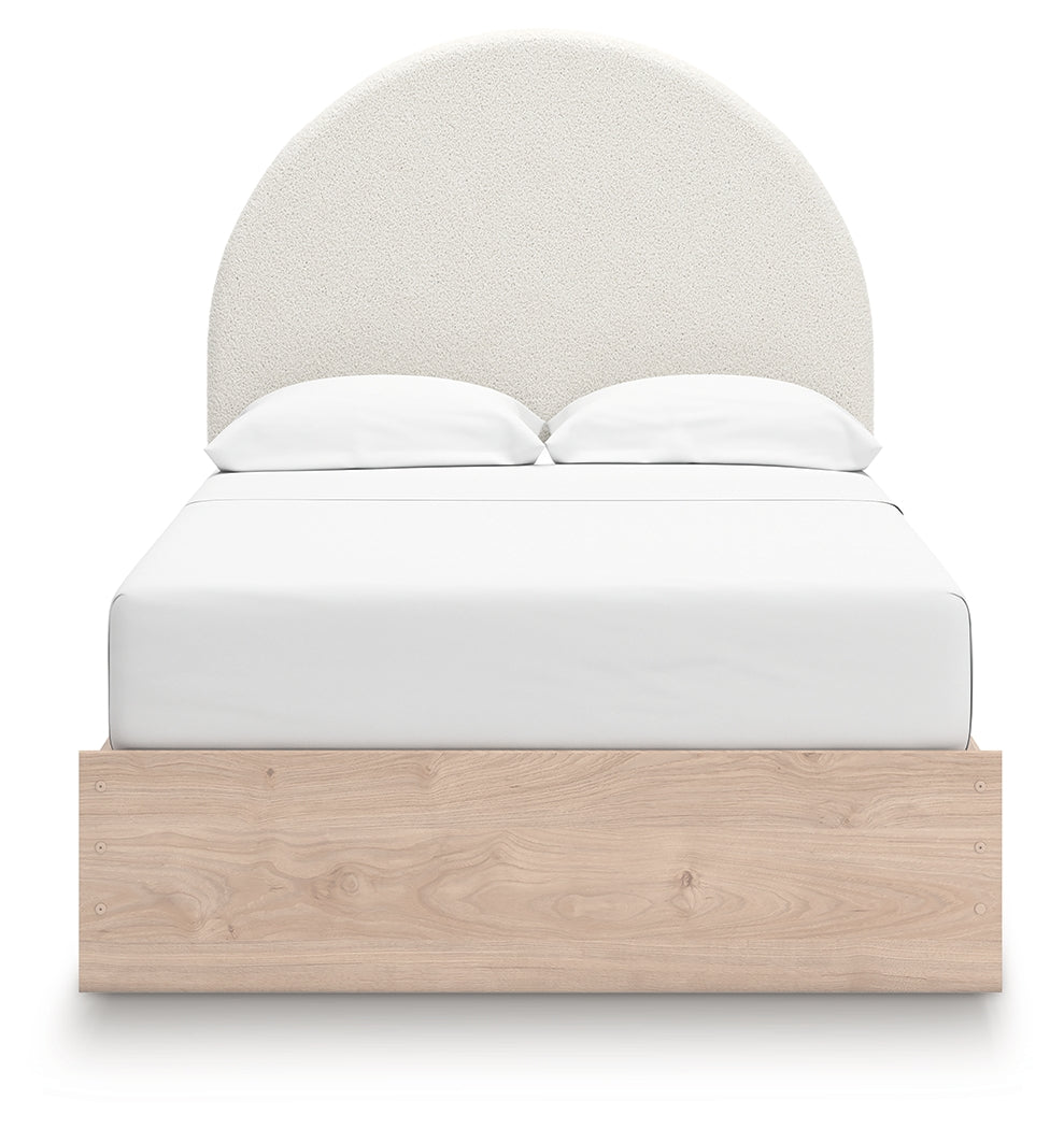 Arloster Tan/White Full Upholstered Panel Bed with Storage