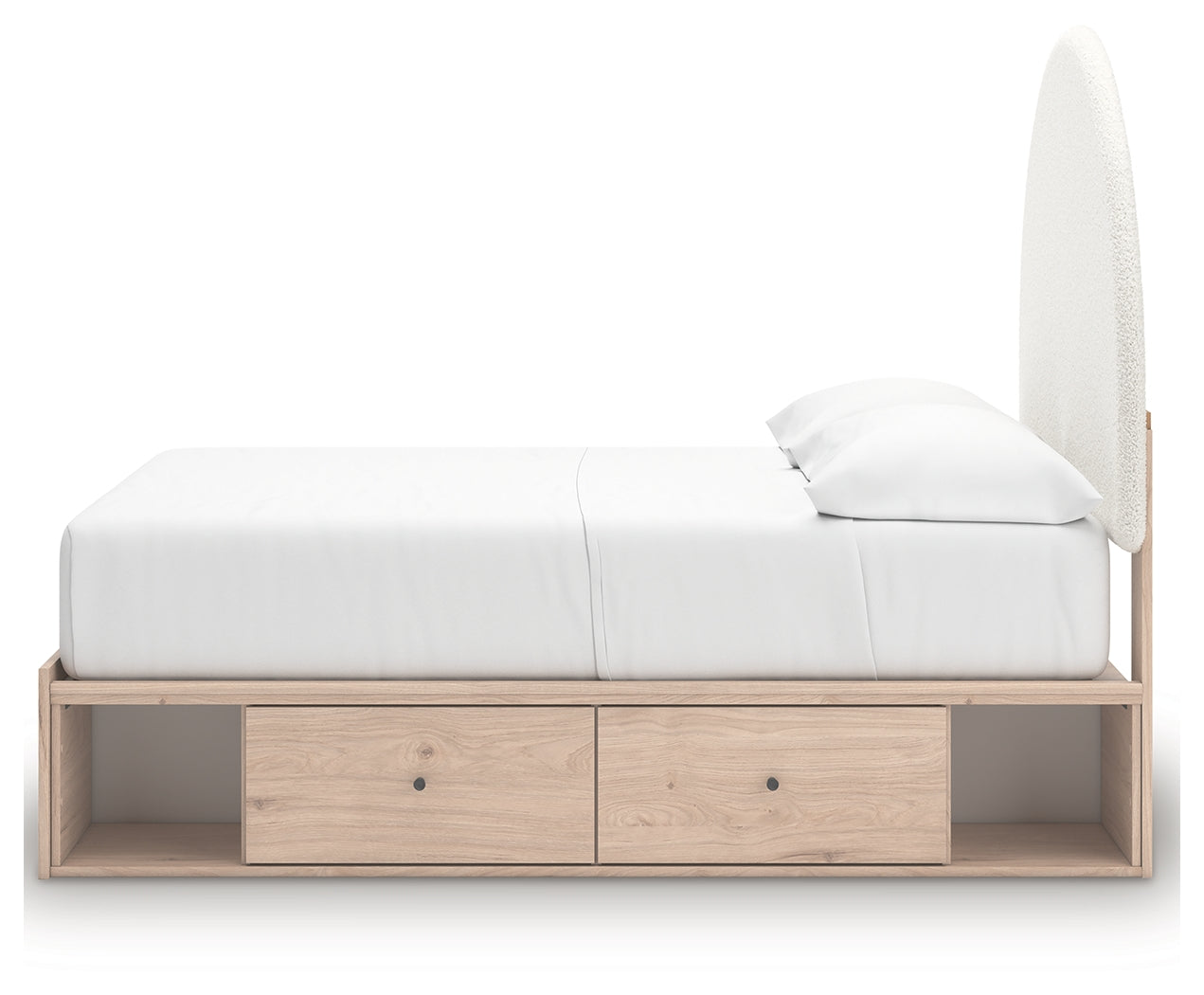 Arloster Tan/White Full Upholstered Panel Bed with Storage