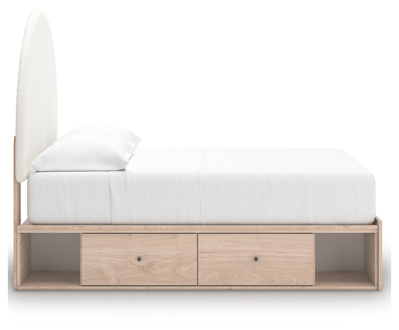 Arloster Tan/White Full Upholstered Panel Bed with Storage