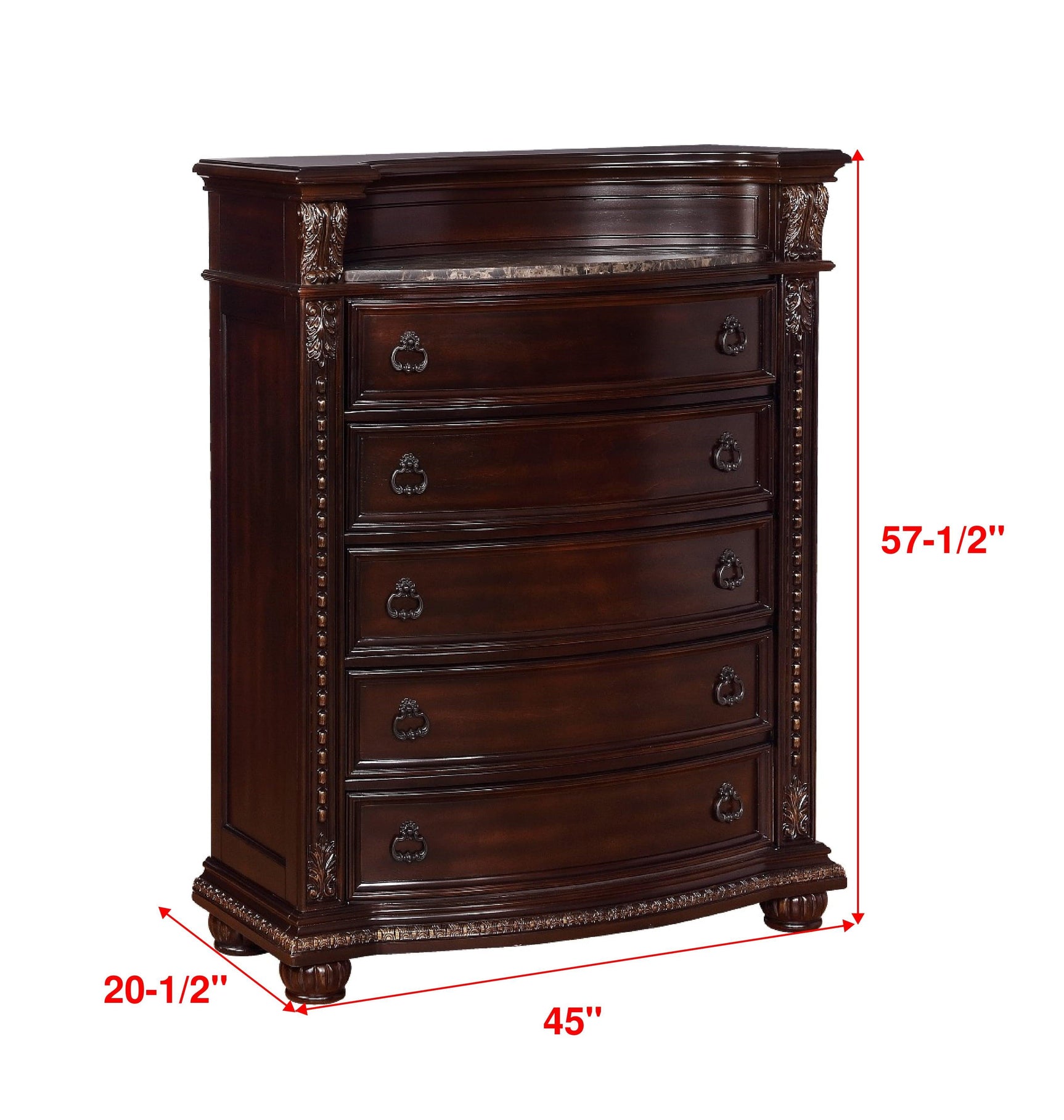 Stanley NightStand Brown, Traditional Wood And Veneers, Ornate Ring Hardware 3 Drawers - Ella Furniture