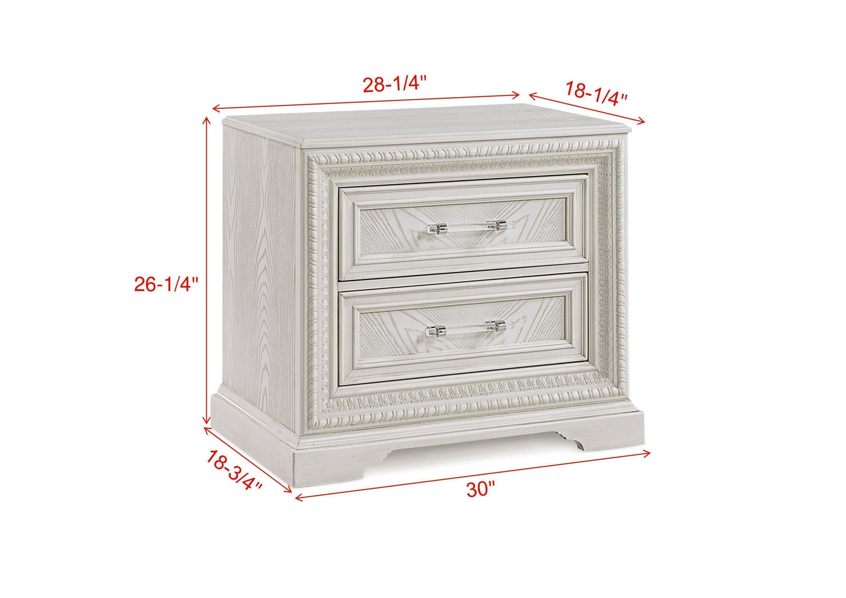 Alexandria Cream 2 Drawers Nightstand