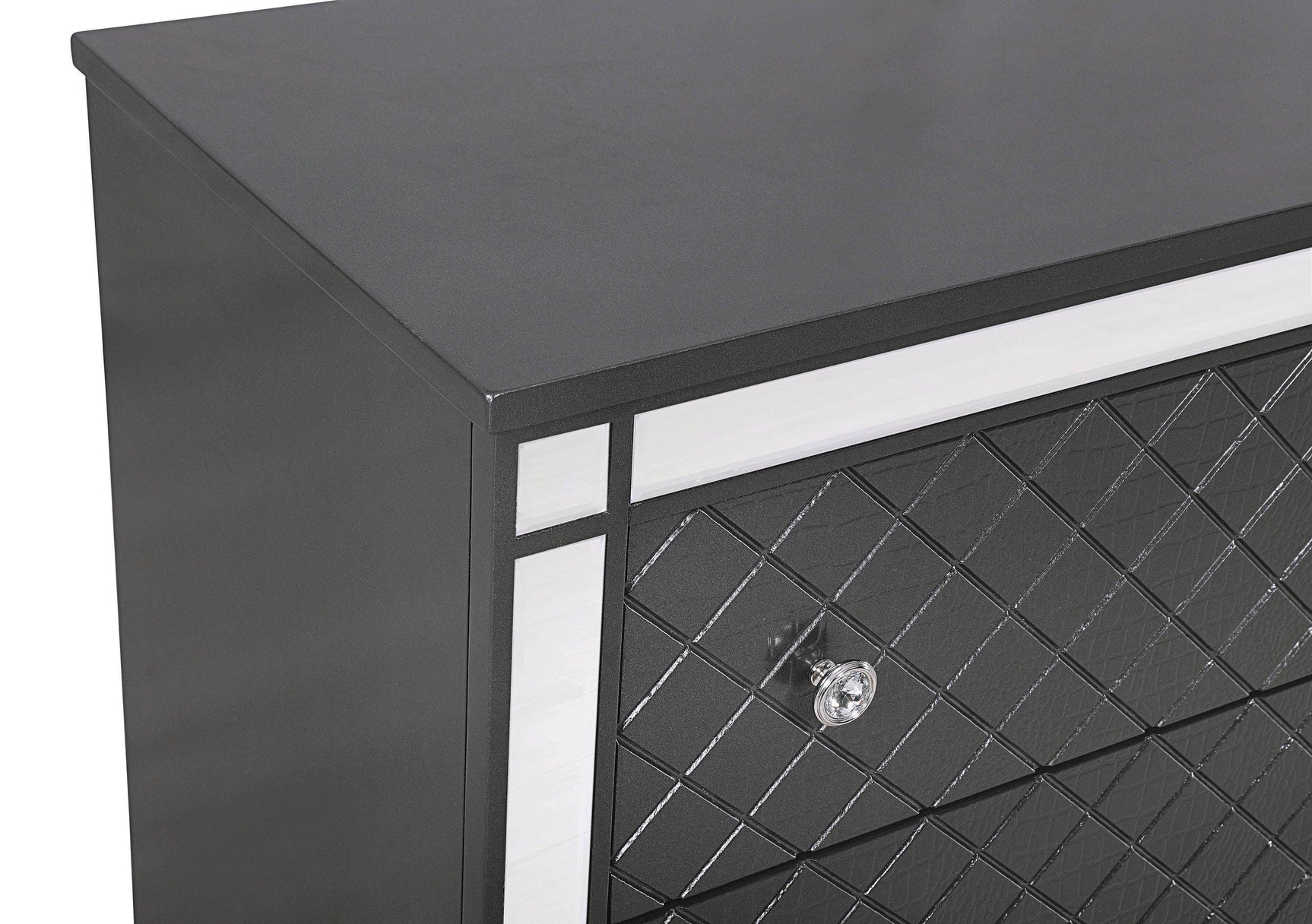 Refino Gray Stunning And Modern King LED Faux Leather Upholstered Tufted Panel Bed - Ella Furniture