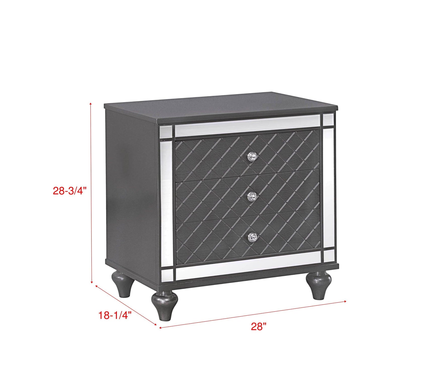 Refino Chest Gray, Contemporary Modern Wood, Nickel Knob 5 Drawers - Ella Furniture