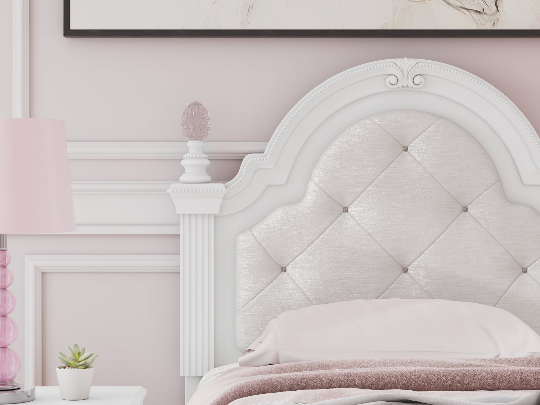 Kozlani White Twin Upholstered Panel Storage Bed