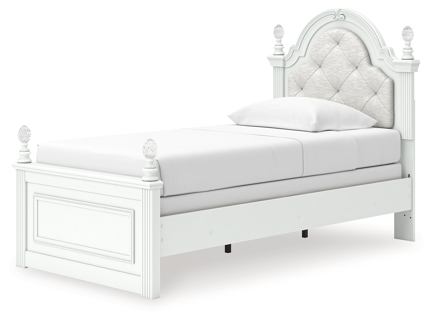Kozlani White Twin Upholstered Panel Bed