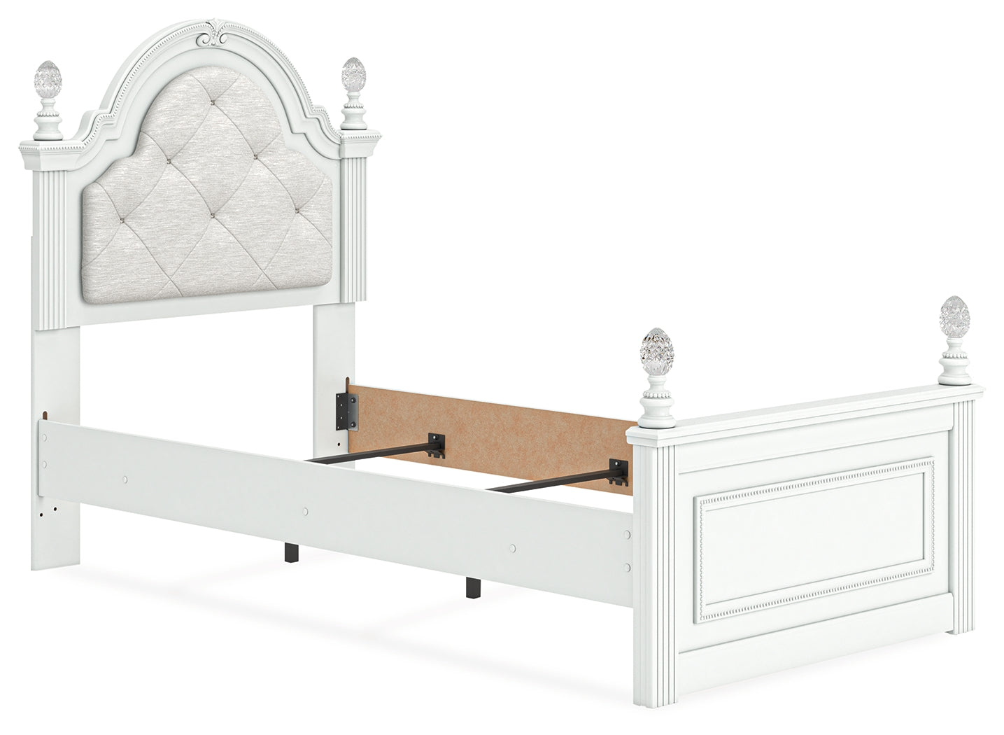 Kozlani White Twin Upholstered Panel Bed