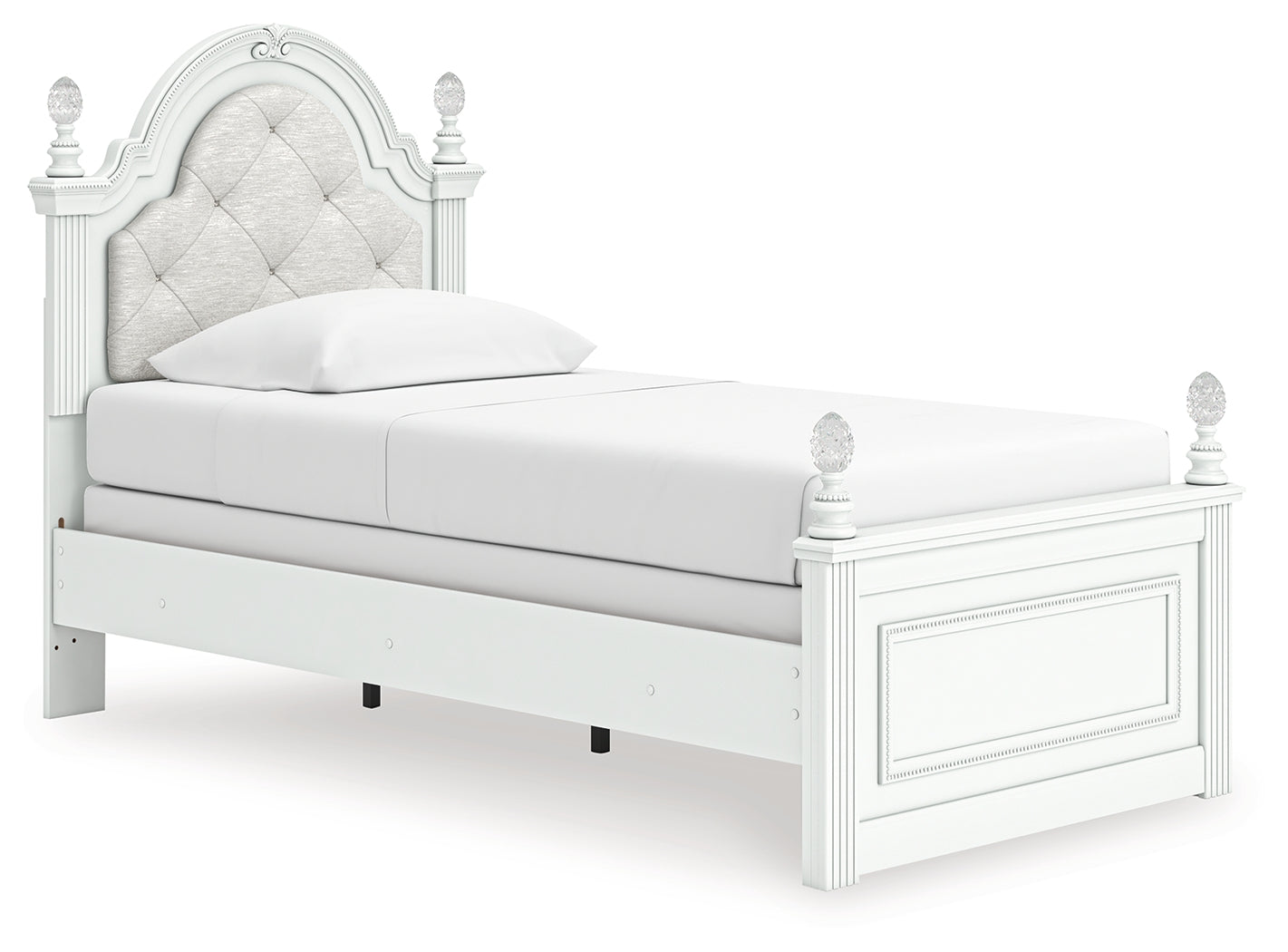 Kozlani White Twin Upholstered Panel Bed