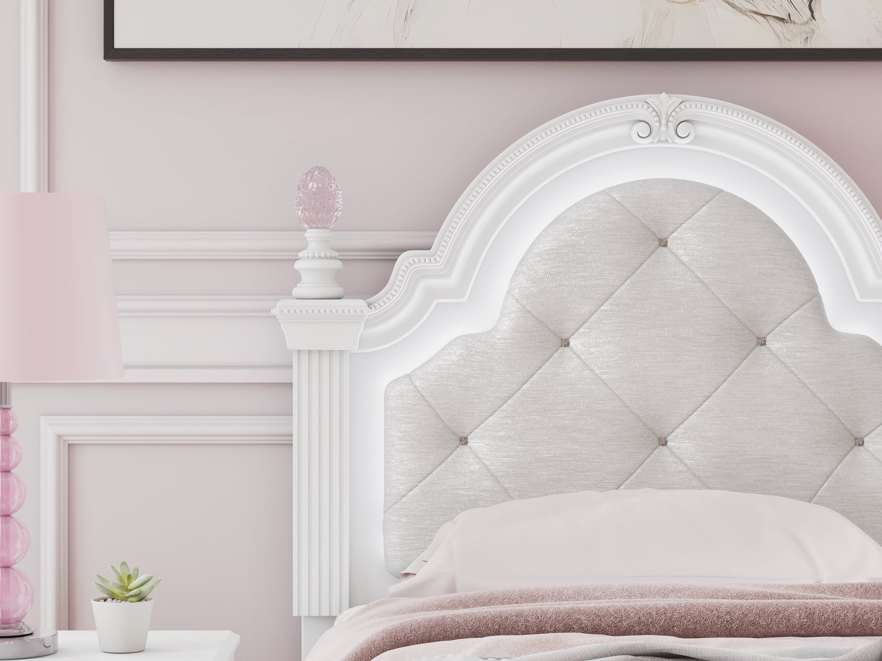 Kozlani White Twin Upholstered Panel Bed