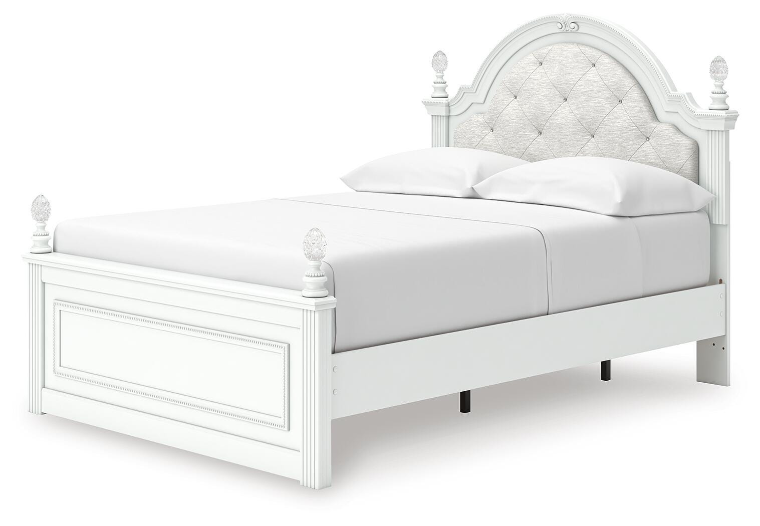 Kozlani White Upholstered Panel Storage Bedroom Set angled view