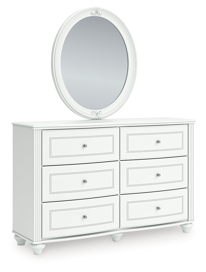 Kozlani White Dresser and Mirror