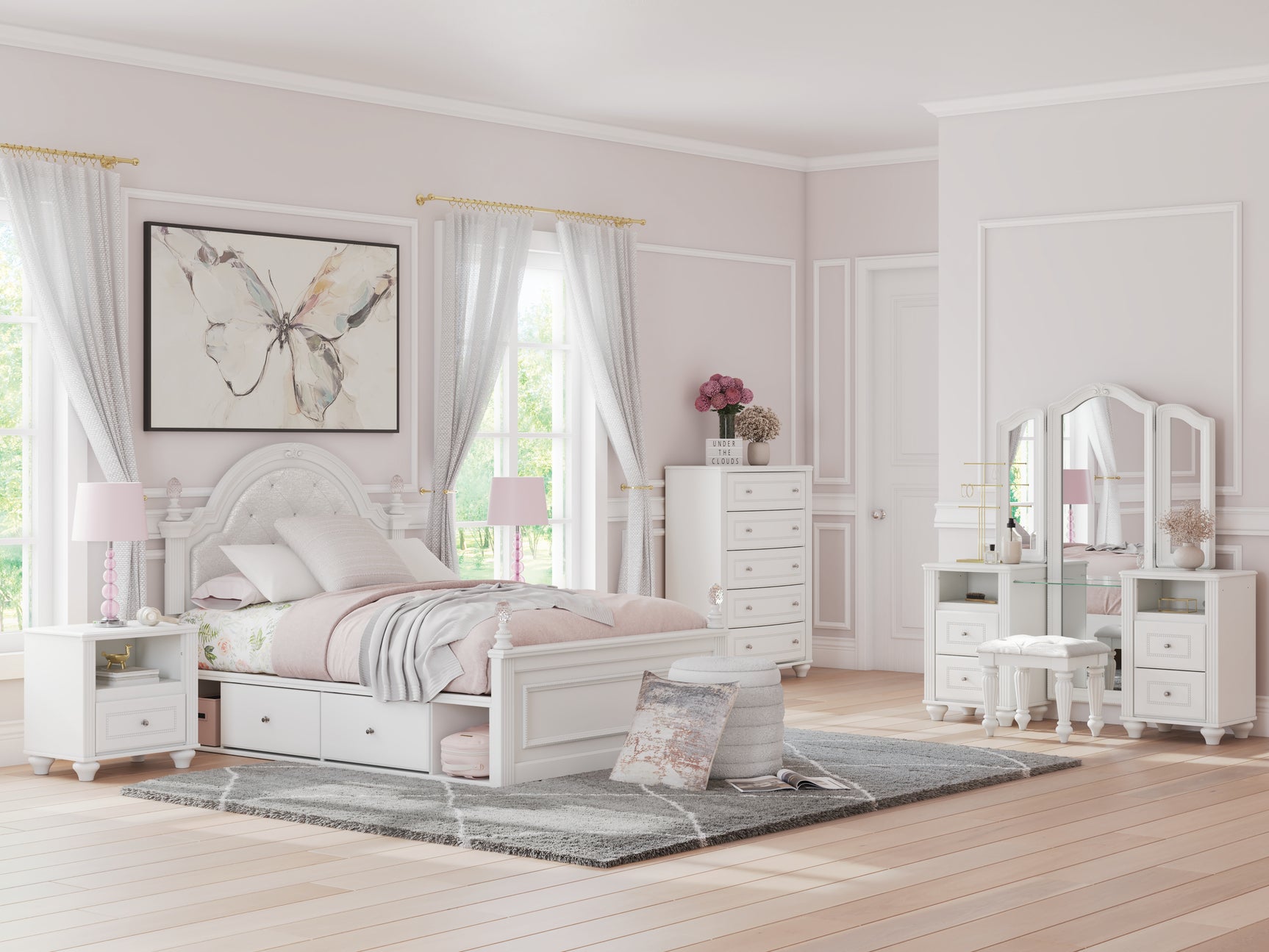 Kozlani White Vanity with Mirror