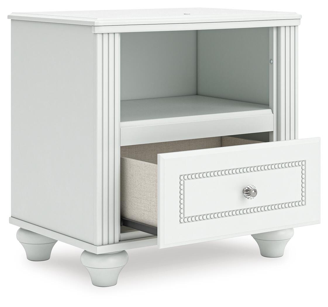 Kozlani White Upholstered Panel Bedroom Set angled view