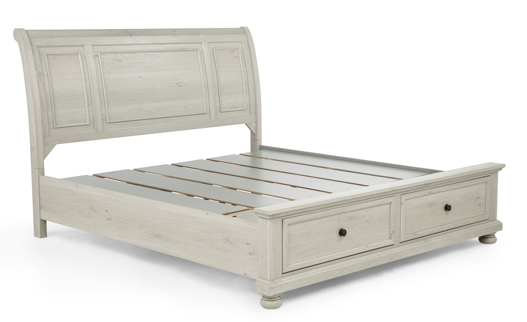 Claribelle White Storage Platform Sleigh King Bed view 3