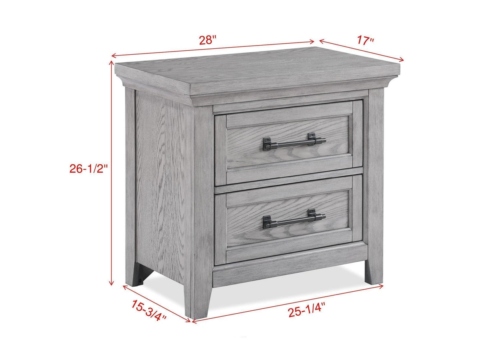 Beckett Gray 2 Drawers Nightstand