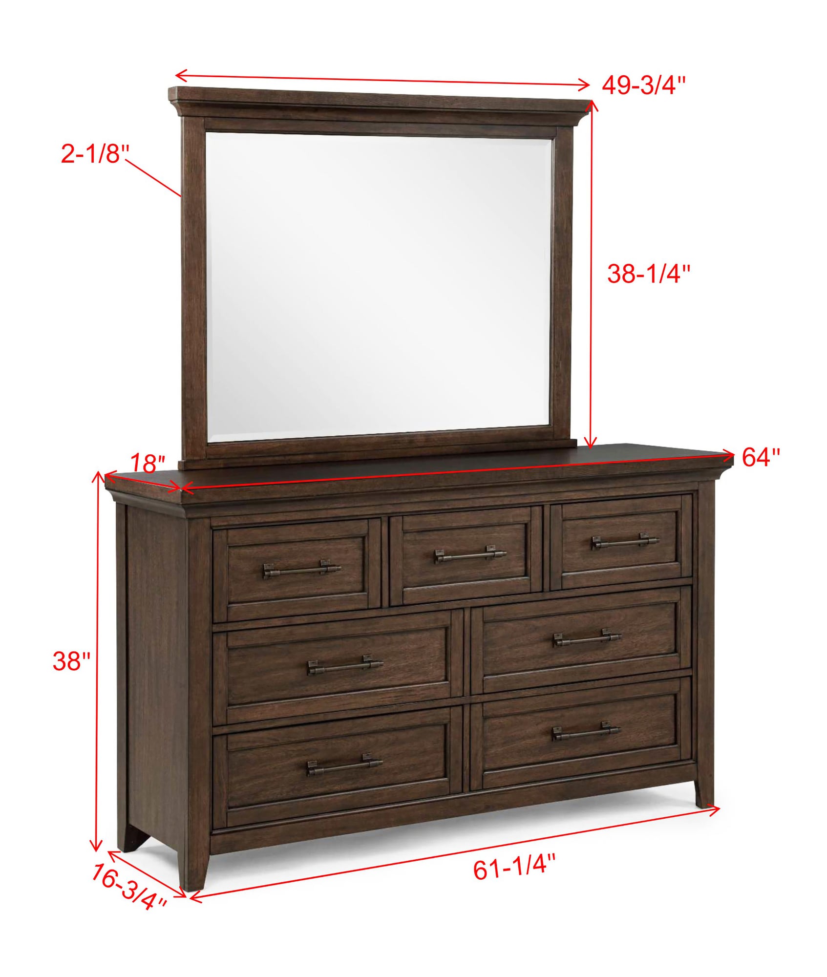 Beckett Brown Dresser and Mirror view 2