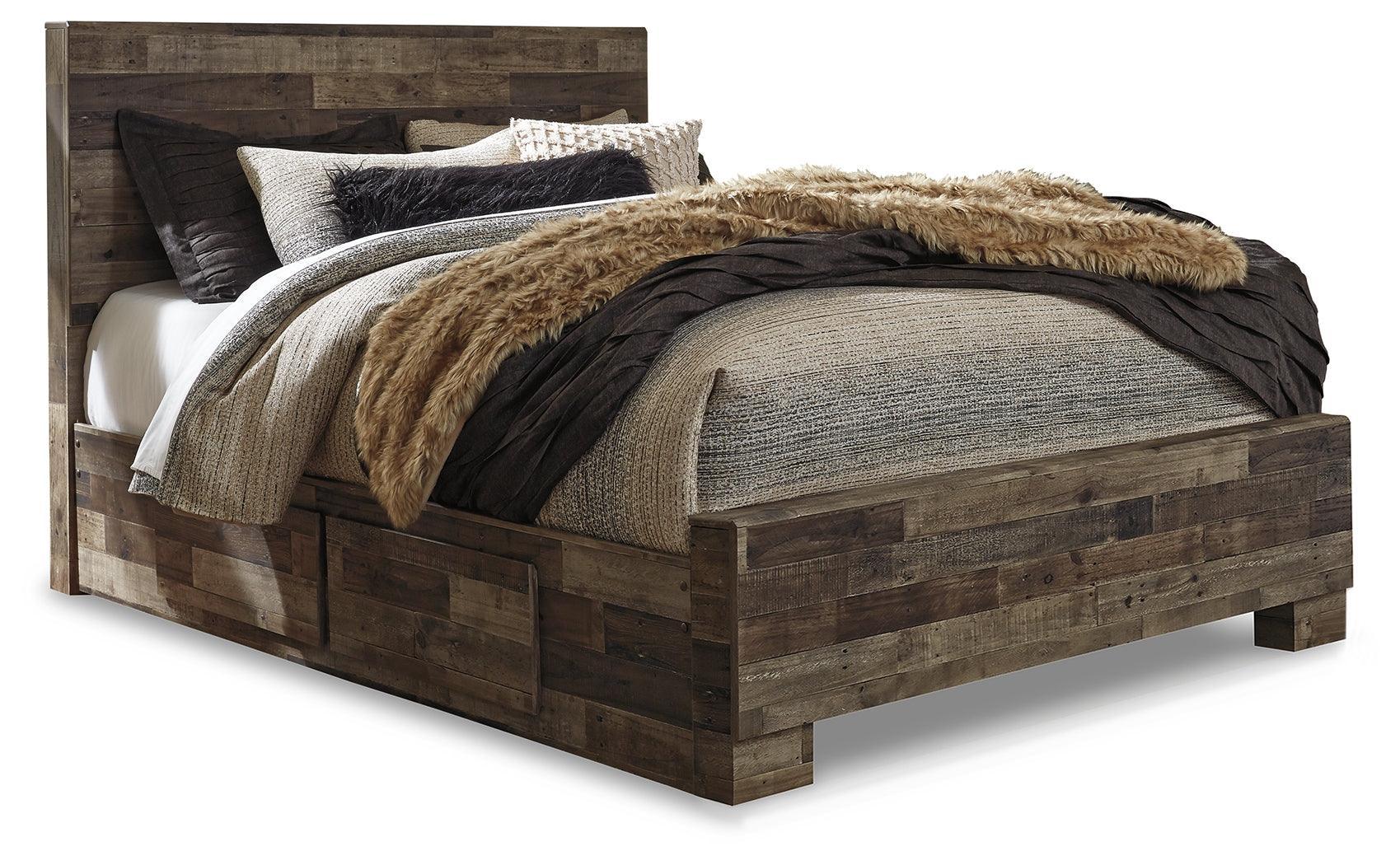 Derekson Multi Gray Queen Panel Bed With 2 Storage Drawers B200B22 - Ella Furniture