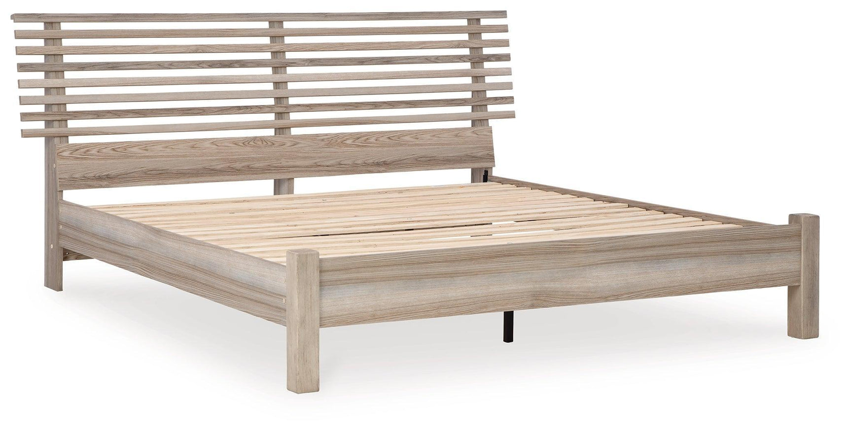 Hasbrick Tan King Slat Panel Bed