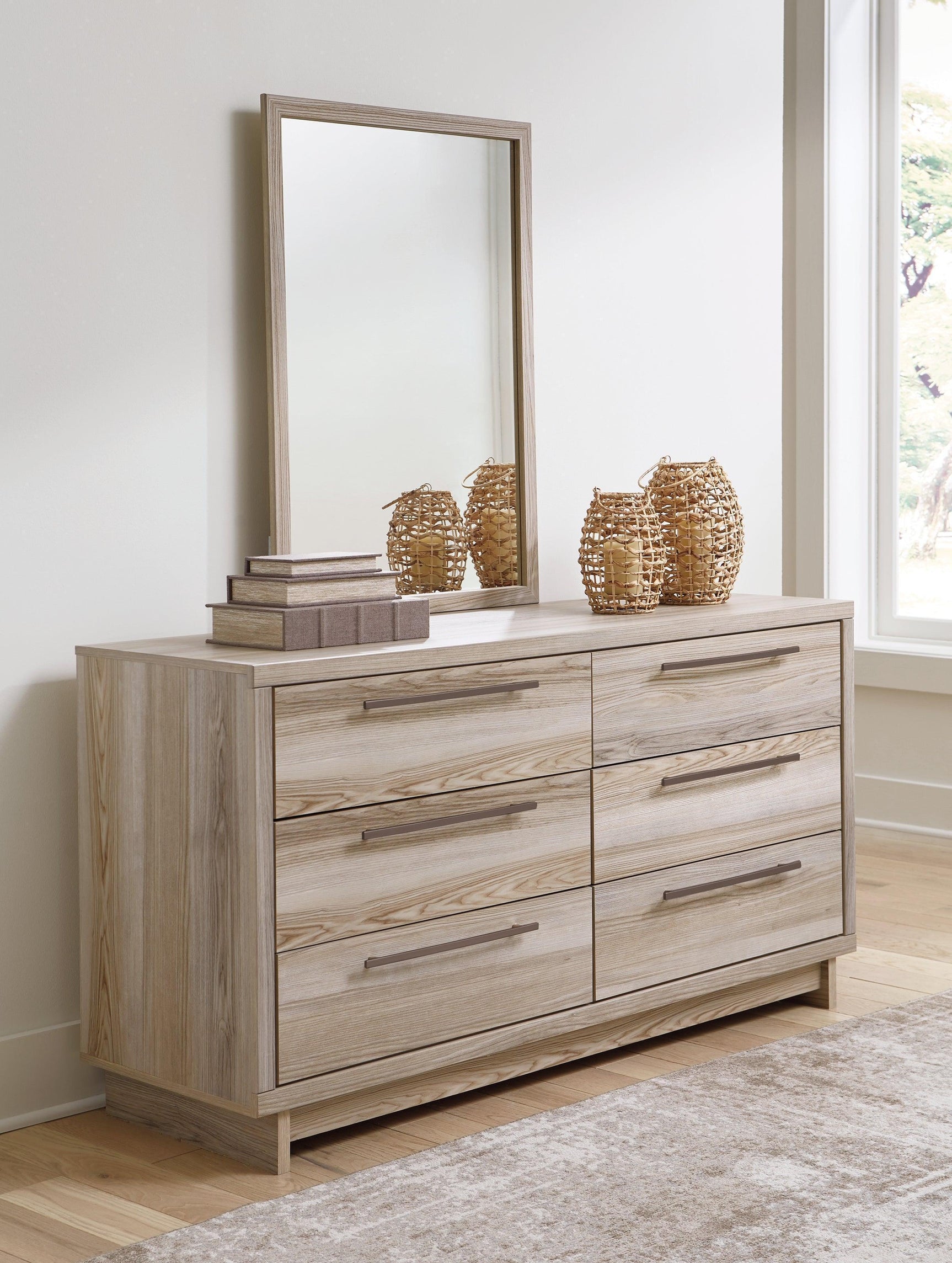 Hasbrick Tan Dresser And Mirror