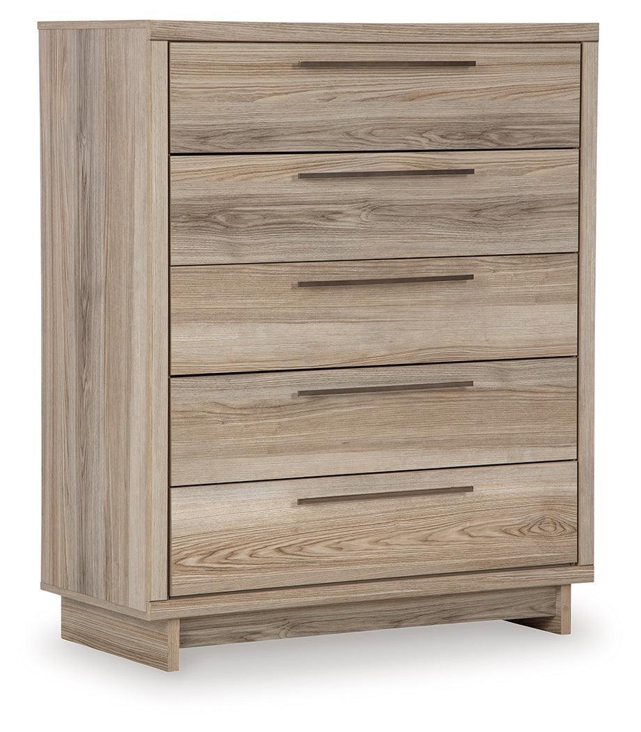 Hasbrick Tan Wide Chest Of Drawers - Ella Furniture