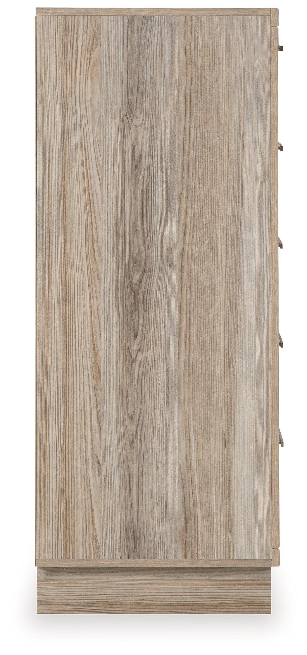 Hasbrick Tan Wide Chest Of Drawers - Ella Furniture