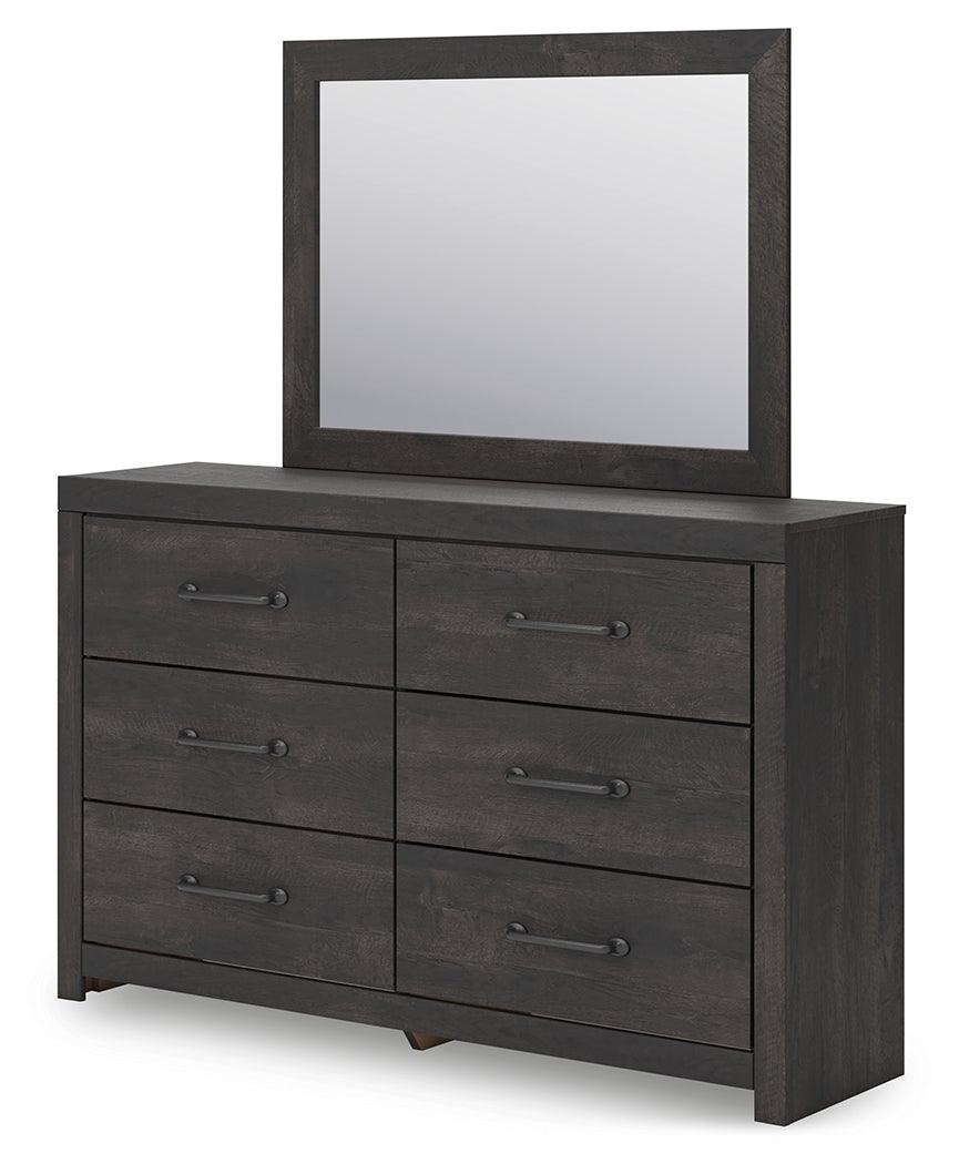 Hollivern Dark Gray Dresser and Mirror
