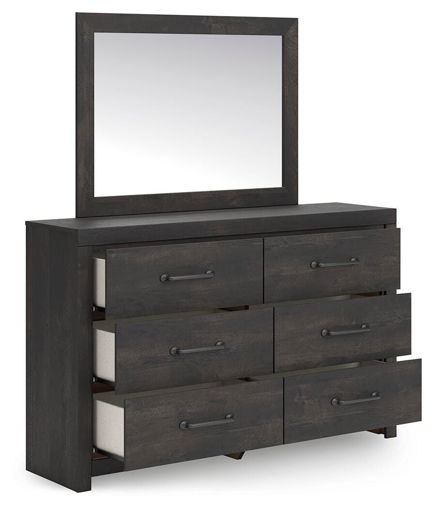 Hollivern Dark Gray Panel Bedroom Set angled view