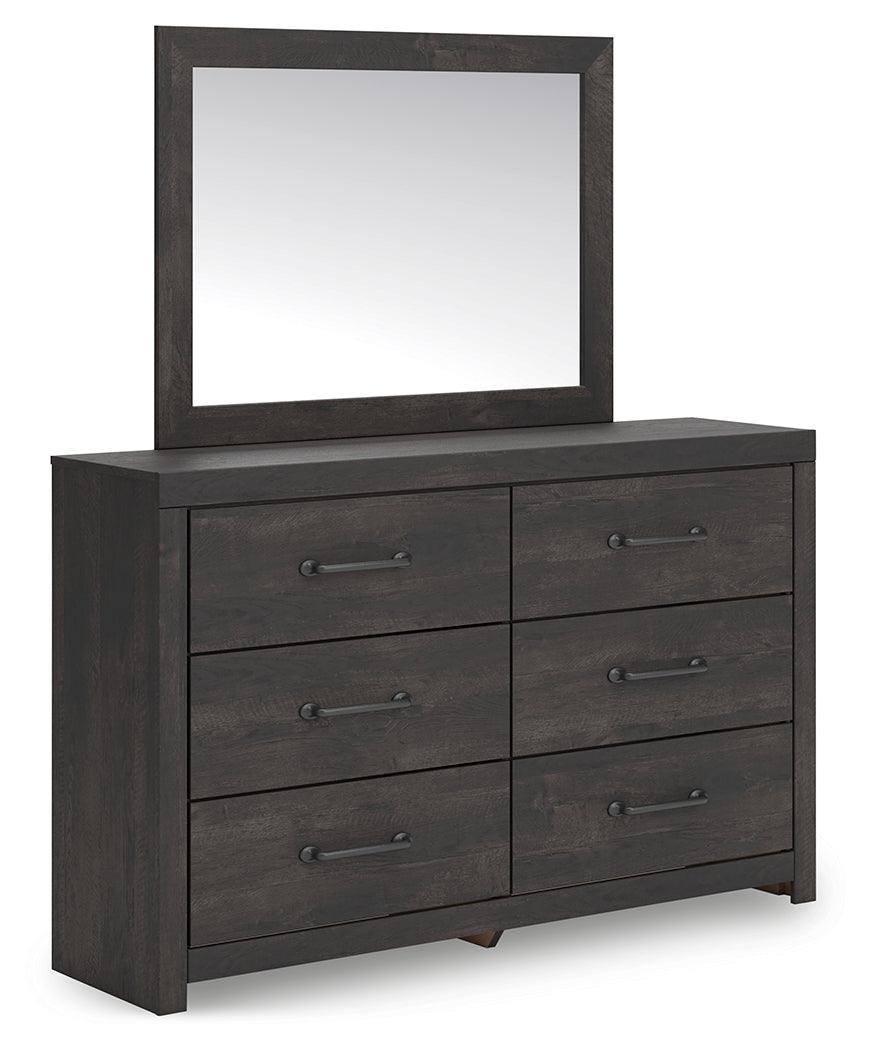 Hollivern Dark Gray Dresser and Mirror