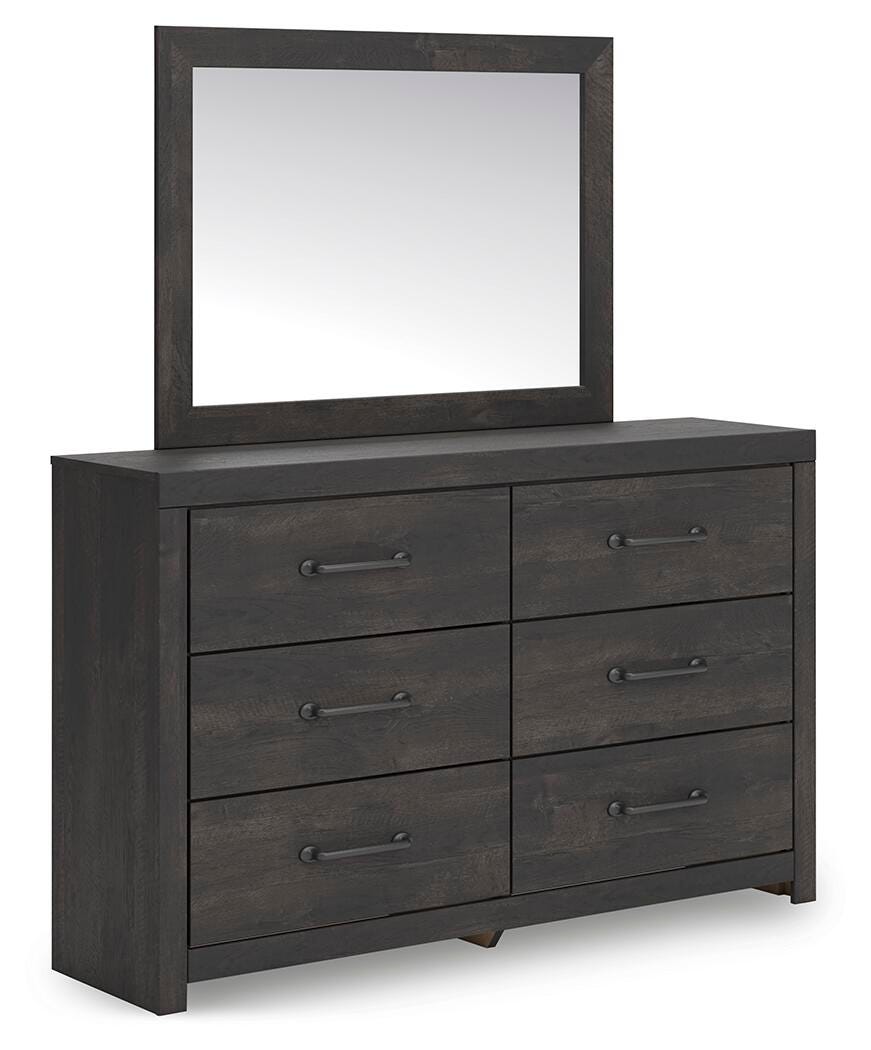 Hollivern Dark Gray Panel Storage Bedroom Set 2 angled view