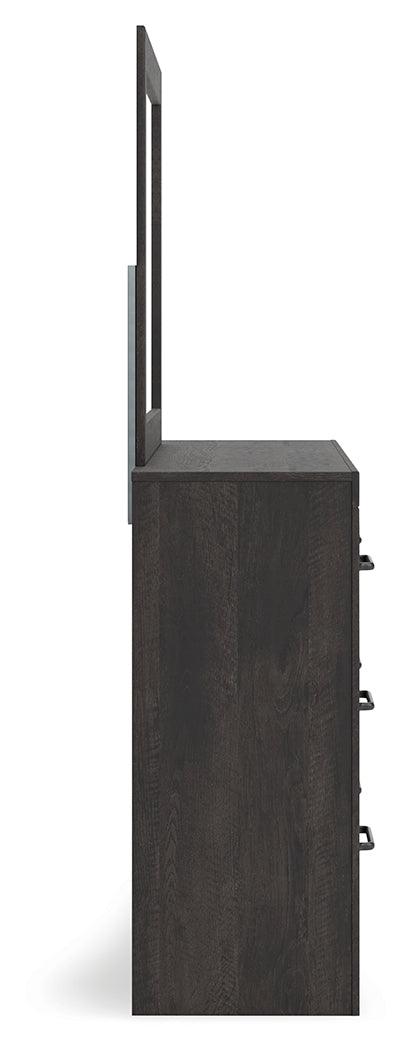 Hollivern Dark Gray Dresser and Mirror