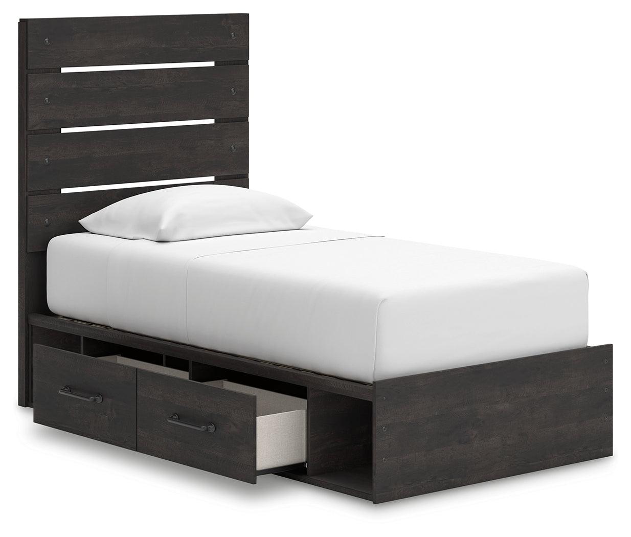 Hollivern Dark Gray Twin Panel Storage Bed