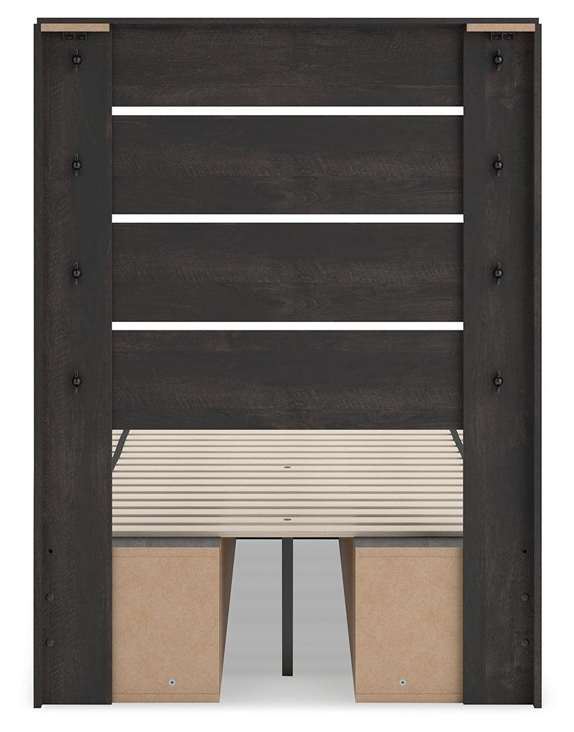 Hollivern Dark Gray Twin Panel Bed with Storage