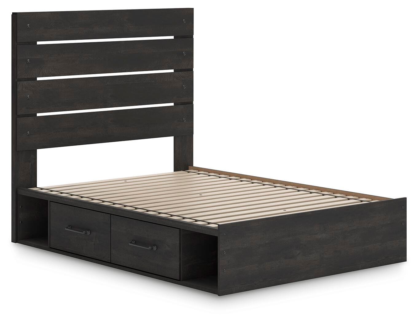 Hollivern Dark Gray Panel Storage Bedroom Set 2 angled view