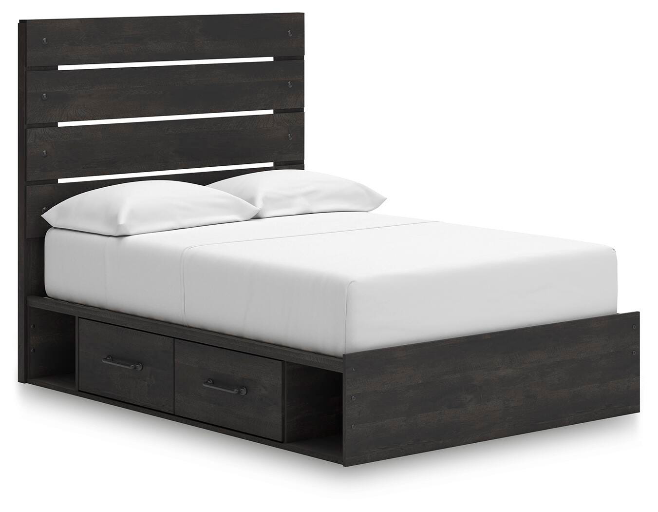 Hollivern Dark Gray Panel Storage Bedroom Set 2 angled view