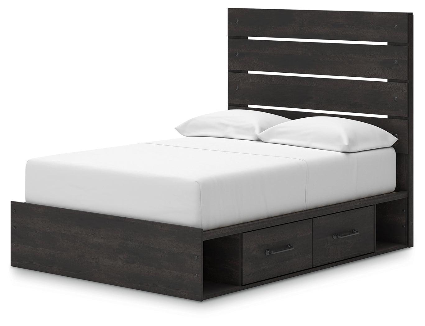 Hollivern Dark Gray Full Panel Bed with Storage