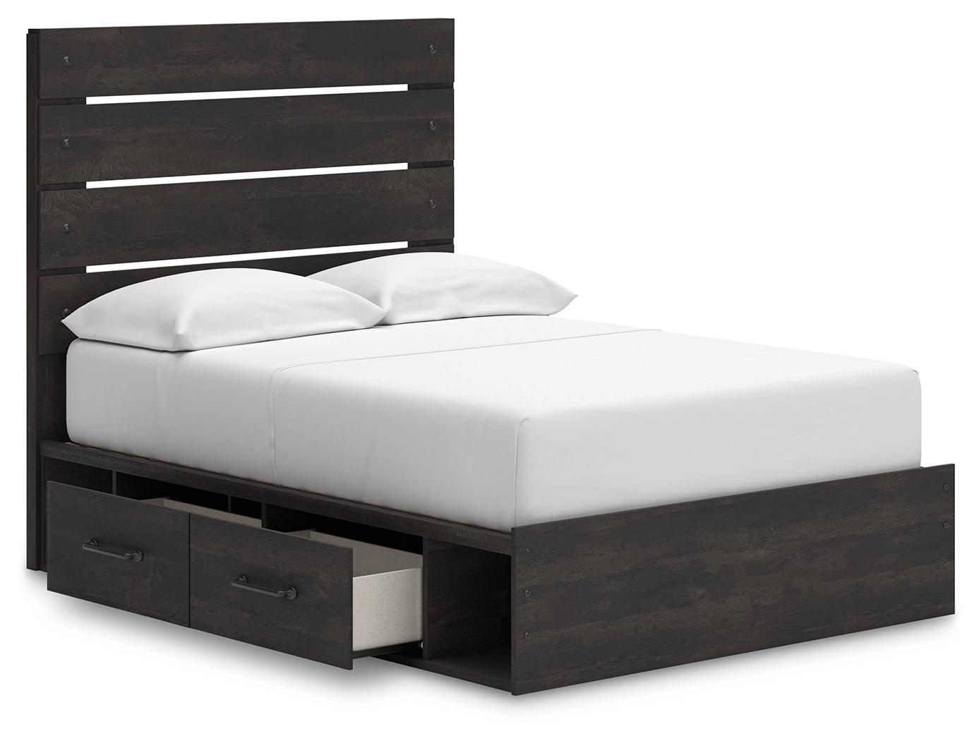 Hollivern Dark Gray Full Panel Bed with Storage