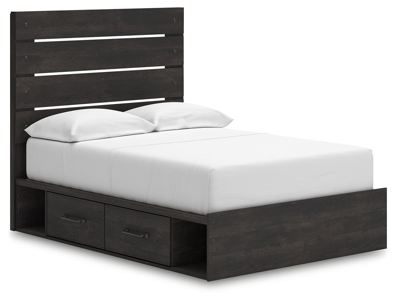 Hollivern Dark Gray Full Panel Bed with Storage