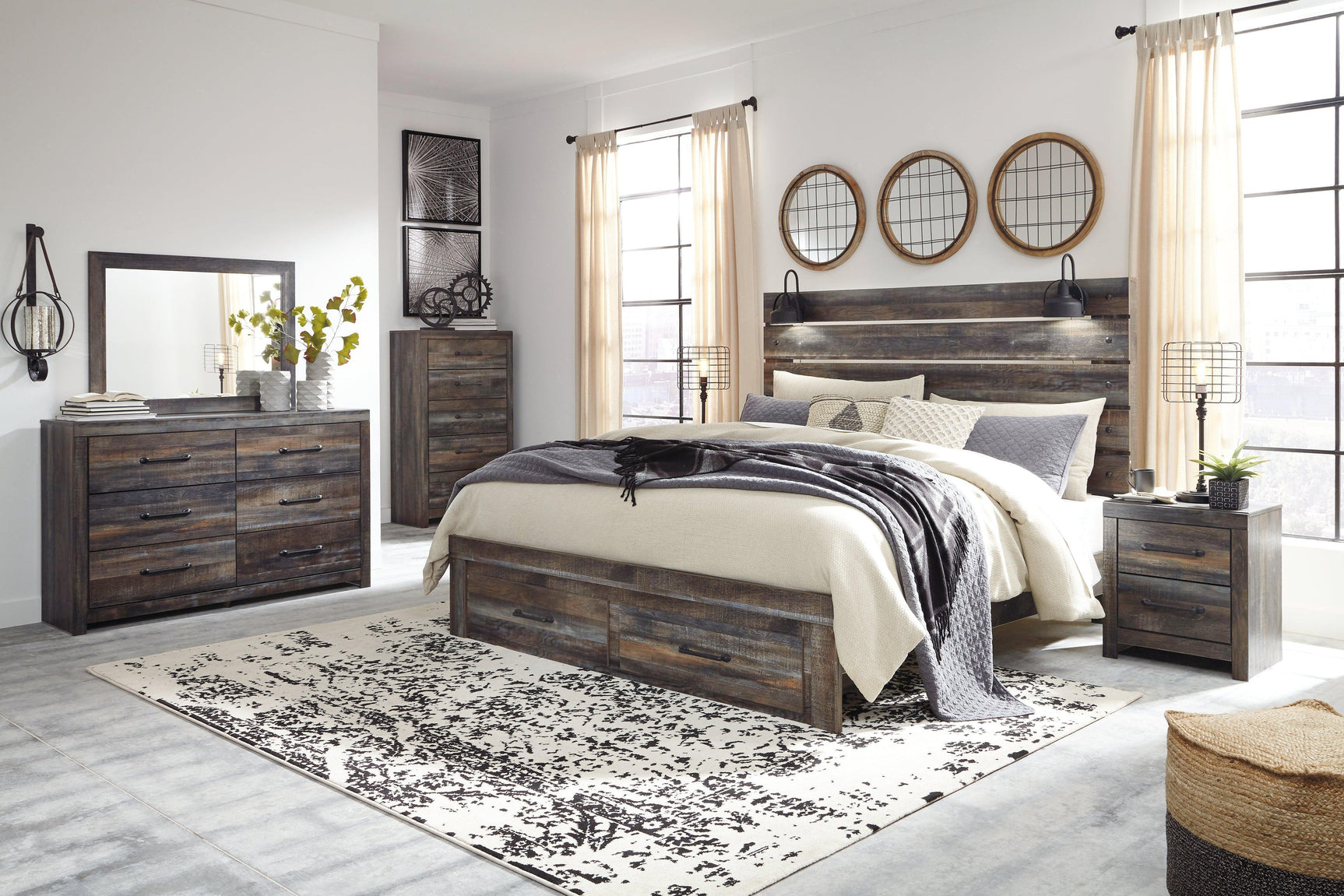 Drystan Multi King Panel Bed With 2 Storage Drawers