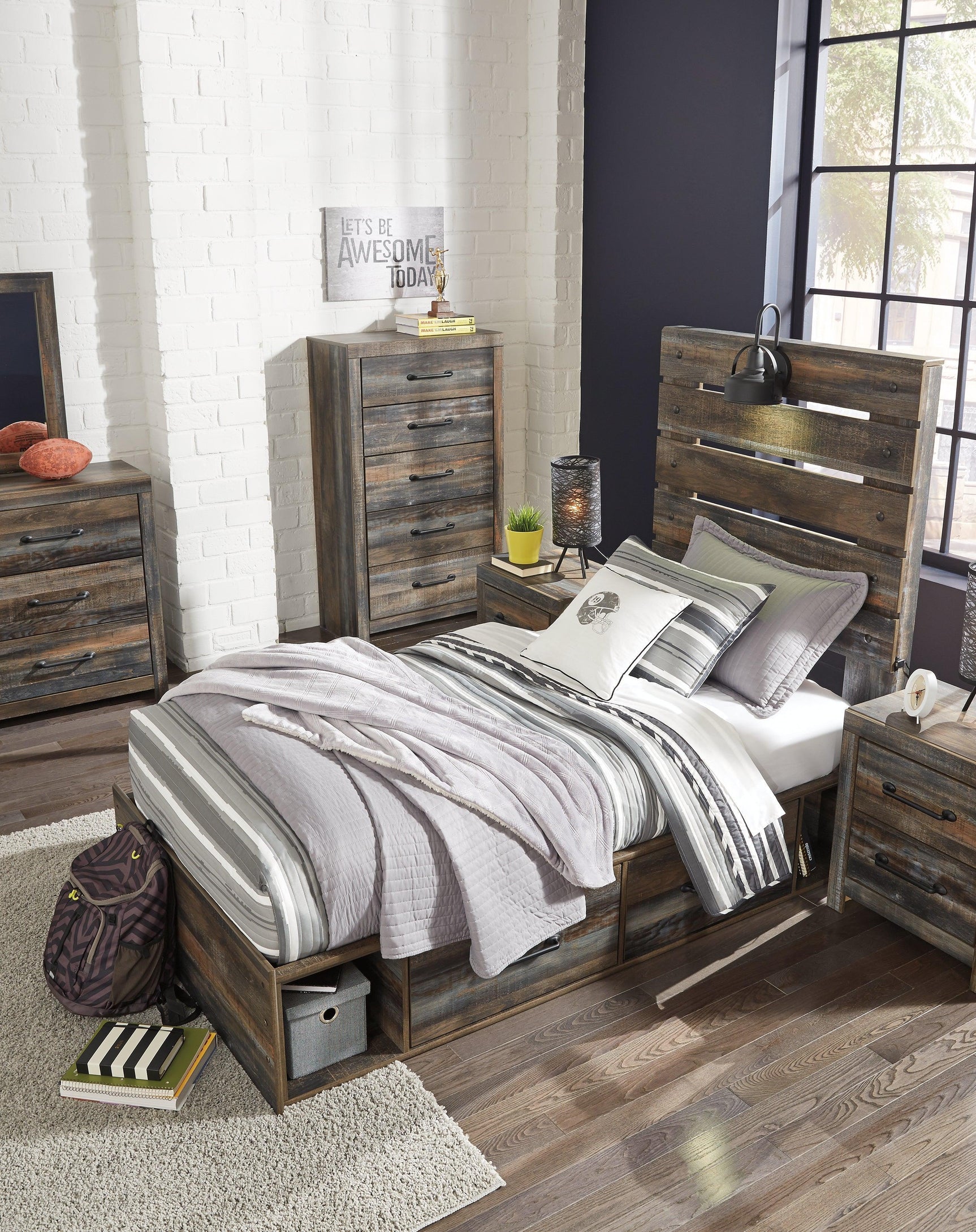 Drystan Multi Twin Panel Bed with 2 Storage Drawers