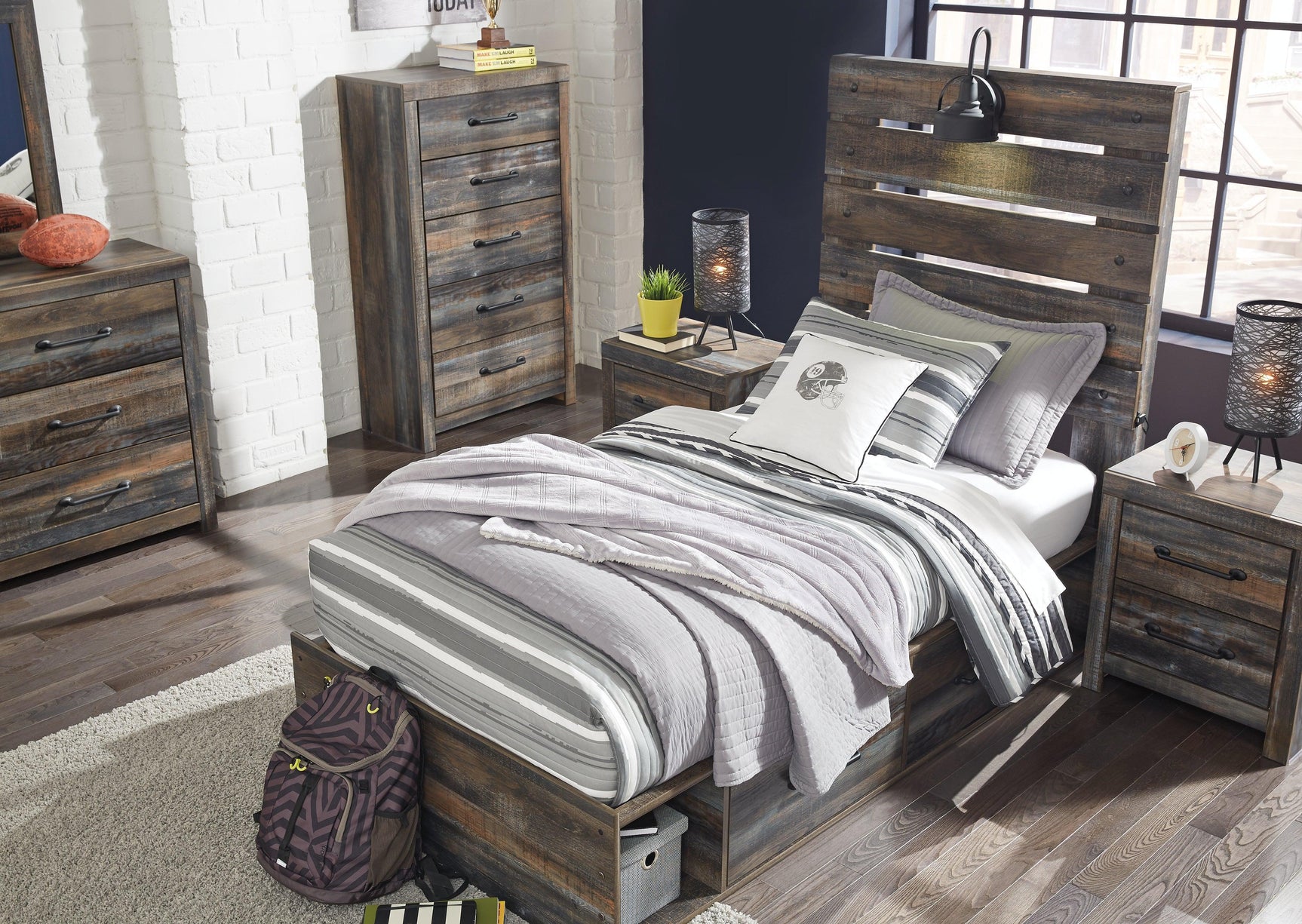 Drystan Multi Twin Panel Bed With 4 Storage Drawers