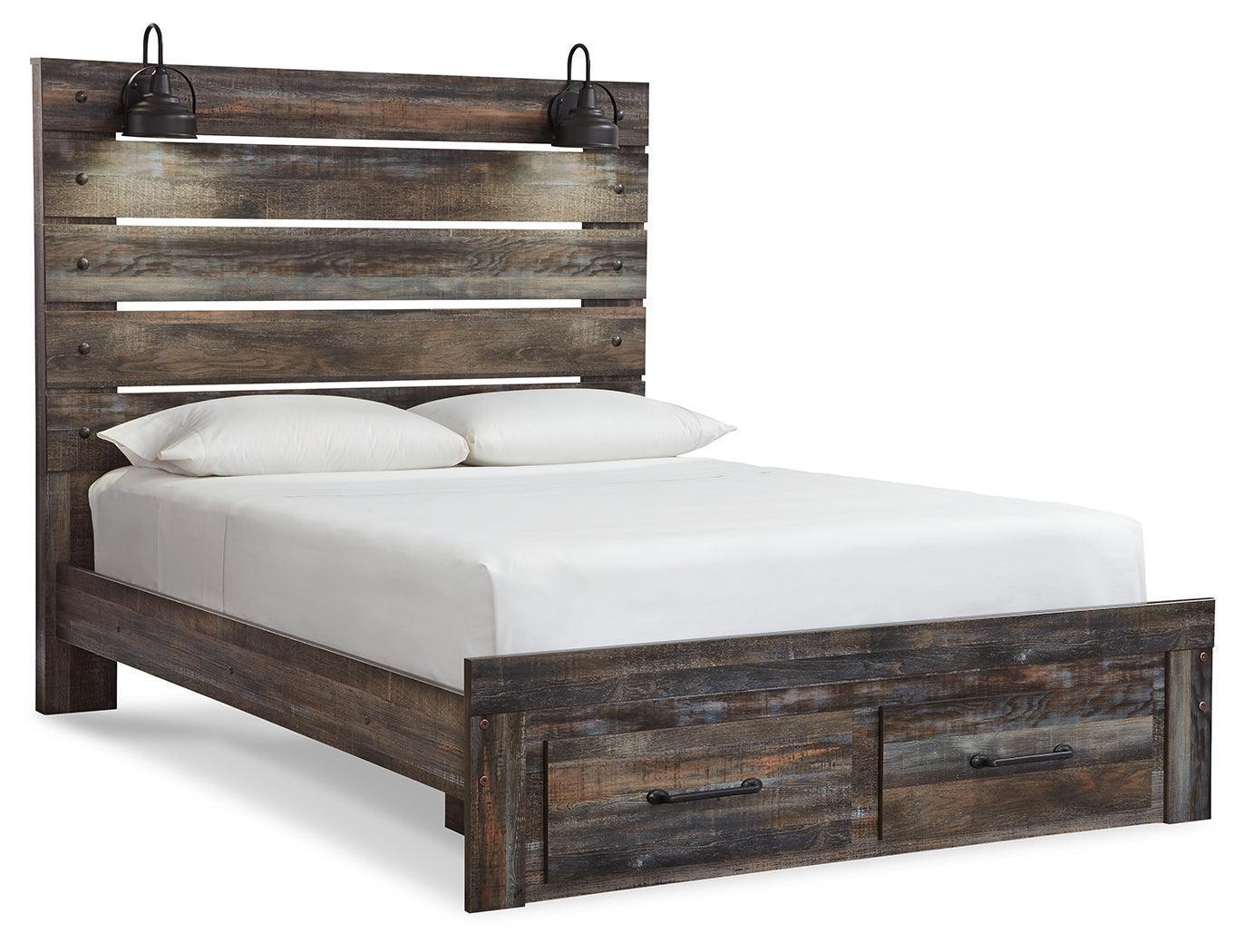 Drystan Multi Queen Panel Bed with 2 Storage Drawers and LED Lights
