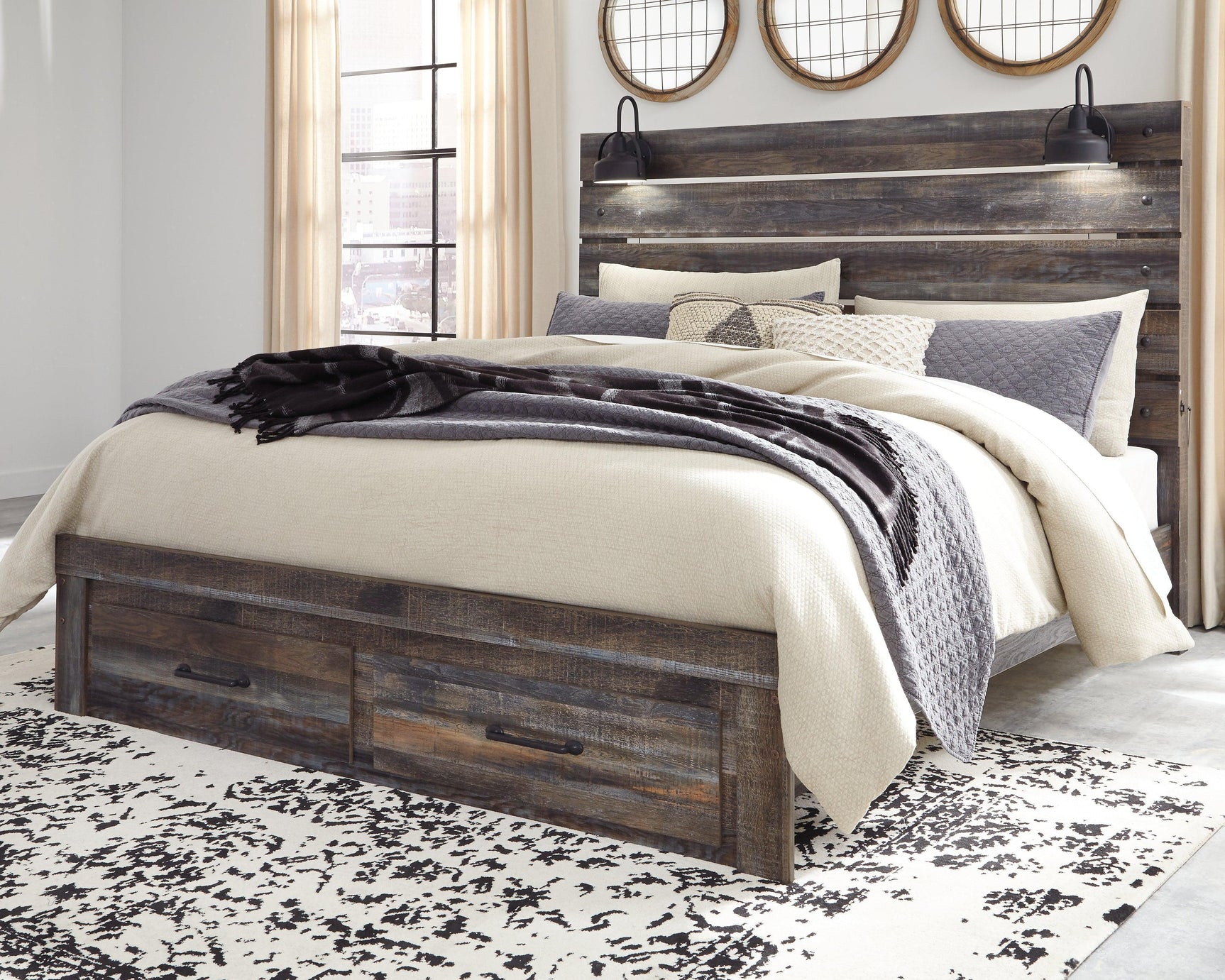 Drystan Multi King Panel Bed With 2 Storage Drawers