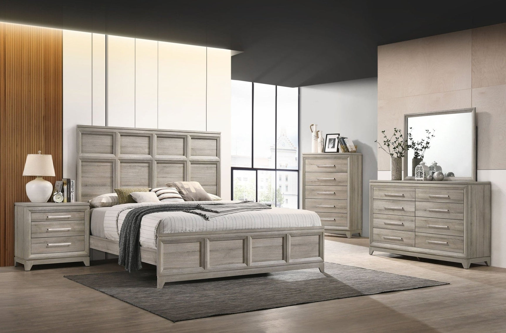 Alexander Light Gray Panel Bedroom Set