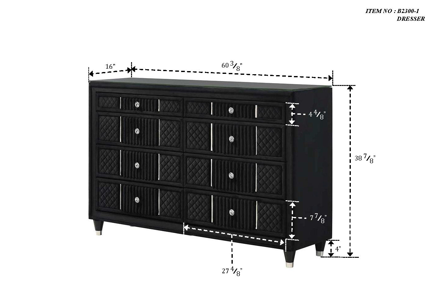 Armany Black Upholstered Wingback Panel Bedroom Set