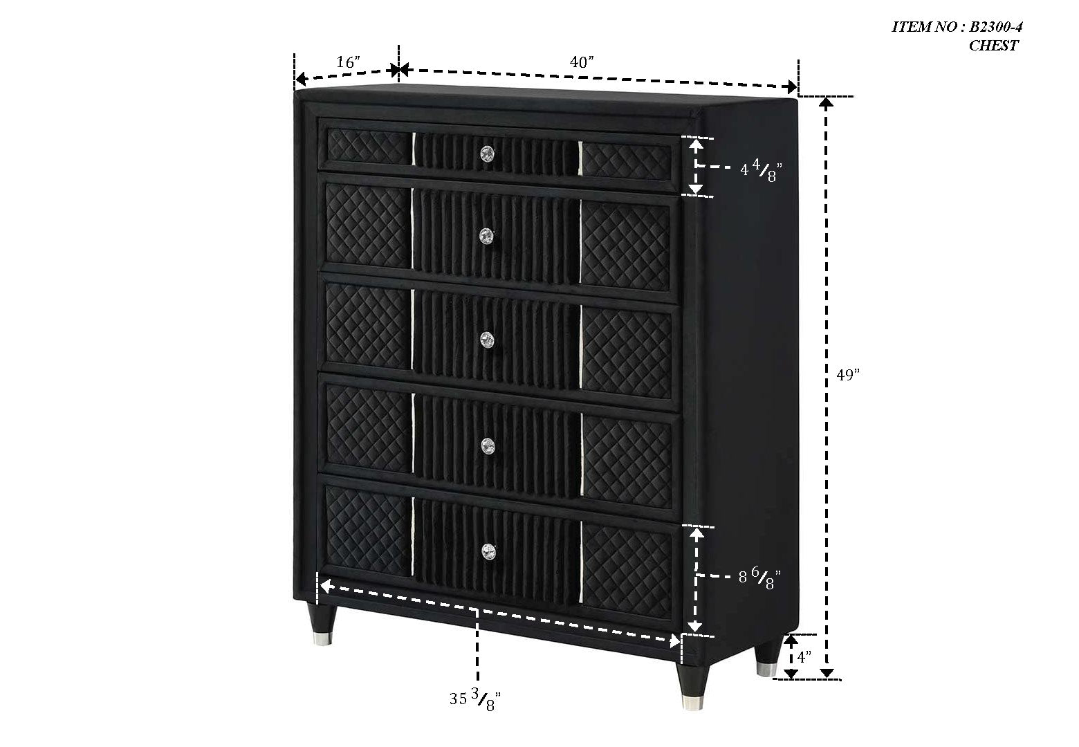 Armany Black Upholstered Chest